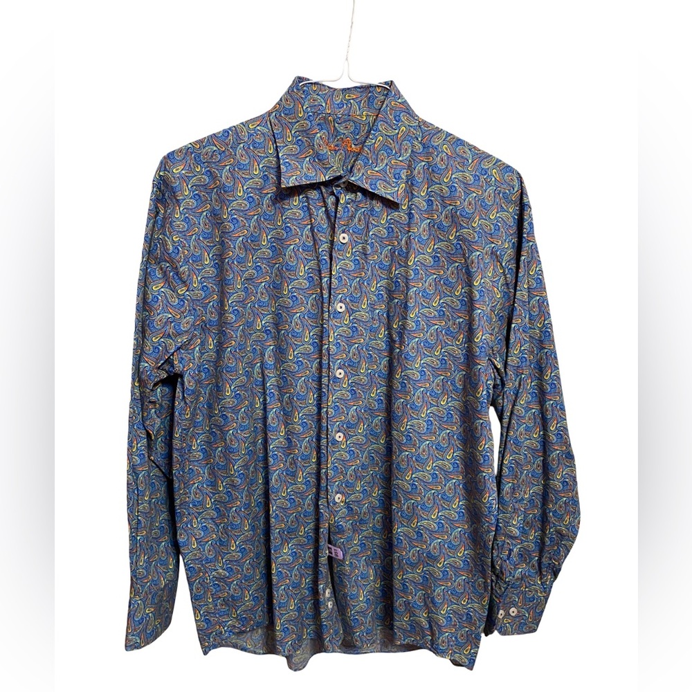 Alan Flusser Mens Paisley Print Multicolor Dress Shirt Size‎ Medium